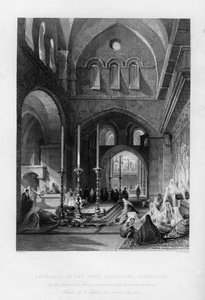Indgangen til Den Hellige Grav, Jerusalem, Israel, 1841.