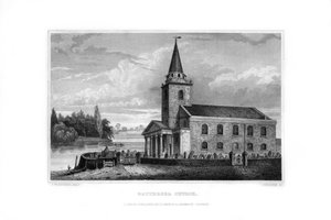 Battersea Church, Battersea, London, 1829. af J. Rogers