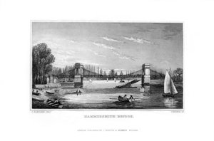 Hammersmith Bridge, Hammersmith, London, 1829. af J. Rogers