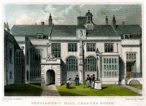 Pensioners Hall, Charterhouse, London, 1830. af J. Rogers