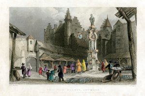 Fiskemarkedet, Antwerpen, Belgien, 1800-tallet.
