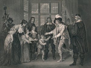 The Interview of Charles I With His Children, 1649, begyndelsen af midten af det 19. århundrede. af J. Rogers