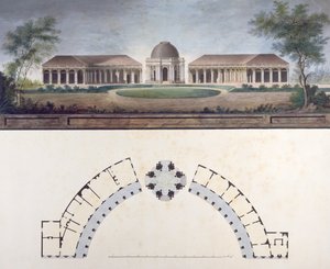Solens tempel ved Bayreuth Hermitage ca. 1780 (wc på papir) af J. Saher