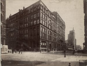 Det sydøstlige hjørne af Dearborn og Monroe Streets, Chicago, 1890 af J. W. Taylor