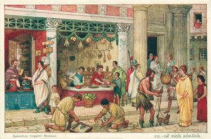 Gammelt romersk gadebillede (farve litho)