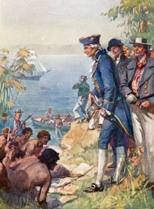 Kaptajn Cook i land ved Tahiti, 1769