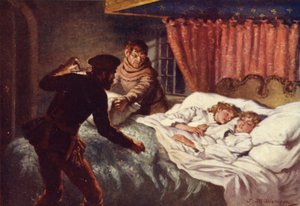 Mordet på de små prinser (farve litho) af J. Williamson