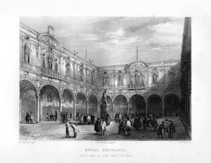 The Royal Exchange, London, 1800-tallet. af J. Woods