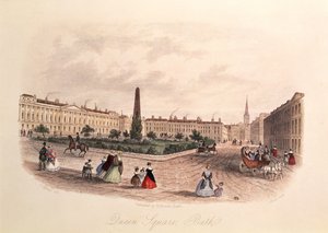 Queen Square, Bath, graveret af J. Shury, ca. 1840 af J. after Appleby