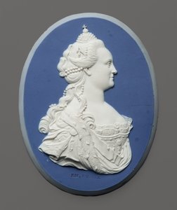 Portrætmedaljon af kejserinde Catherine II af Rusland, ca. 1775 (jasperware) af J. and Bentley Wedgwood