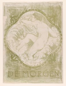 Nøgen kvinde i bølgerne De Morgen / Skitse til et vægmaleri i Vooruit Purmerend-bygningsarkitekten J.J.P. Gammel. (titel på objekt)