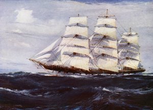 Clipper Ships: Benvenue (farve litho) af Jack (after) Spurling