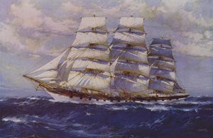 Sejlskib Taranaki (farve litho) af Jack (after) Spurling