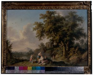 Et Par Landskaber Med Badende Nymfer af Jacob-Philippe Hackert