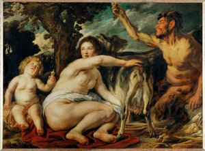 Jupiter enfant nourri par la chevre Amalthee - Barnet Jupiter, der blev plejet af geden Amalthea ... af Jacob (studio of) Jordaens