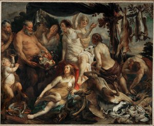 Le repos de Diane chasseresse - Diana hviler sig efter jagten ... af Jacob (studio of) Jordaens
