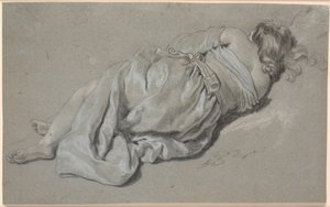 Studie af en liggende kvinde, set fra ryggen