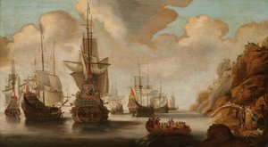 En fransk eskadre nær en klippekyst af Jacob Adriaensz. Bellevois