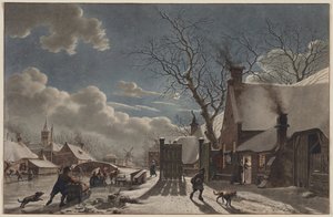 Vinternat i en hollandsk by