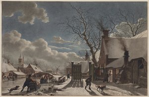 Vinternat i en hollandsk by, 1797.