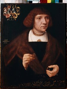 Portræt af en mand med ringe. Mandsportræt med ringe. Maleri af Jacob van Utrecht (ca. 1479-efter 1525) af Jacob Claesz. von Utrecht