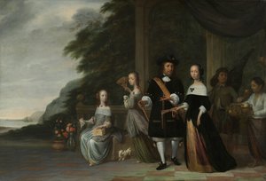 Pieter Cnoll, Cornelia van Nijenrode, deres døtre og to slaver Pieter Cnoll og Cornelia van Nijenrode, deres to døtre Catharina og Hester, den slaverede Surapati og en slaveret kvinde af Jacob Coeman