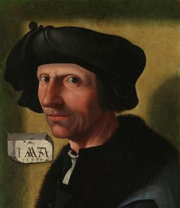 Portræt af Jacob Cornelisz van Oostsanen (ca. 1472/77-1528/33) af Jacob Cornelisz van Oostsanen (workshop of)