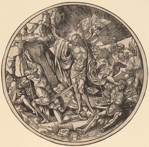 Opstandelsen og de hellige kvinder på vej til Kristi grav af Jacob Cornelisz van Oostsanen
