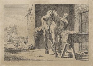 Figur med en hest ved en krybbe Seks tryk efter tegninger af forskellige mestre (serietitel på objekt)