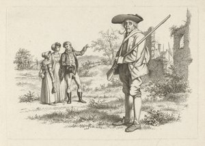 Jæger og selskab ved en ruin Studietryk / Etudes gravées (serietitel) af Jacob Ernst Marcus