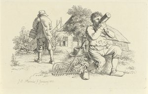 To bønder i en gård Studietryk / Etudes gravées (serietitel) af Jacob Ernst Marcus