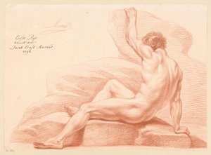 Siddende mand nøgen, set fra siden (1. præmie 1798)