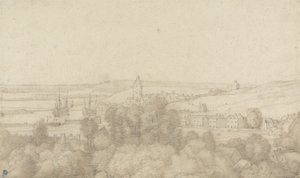 En udsigt over Chatham fra Vesten (pen og blæk over grafit på papir)