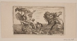 Neptun. Illustration til Jacob Fosie, "Lære-Klude [...] eller Prøver paa Kaaber, Slibe, Grunde, Naale, Etz-Vand, Sverte, Viske, Lade og Trykke fra Aar 1741 til Aar 1743" af Jacob Fosie