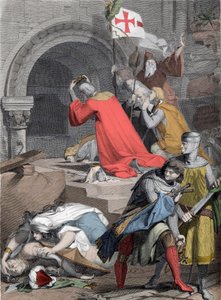 Godefroy de Bouillon (1058-1100) ved Saint-Sepulcre, i 1099 - Godfrey af Bouillon ved Den Hellige Grav af Deininger - af Jacob Friedrich Deininger