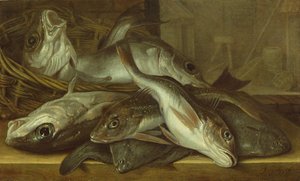 Et stilleben af fisk af Jacob Gillig