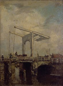 En vindebro i en hollandsk by, 1875 af Jacob Henricus or Hendricus Maris