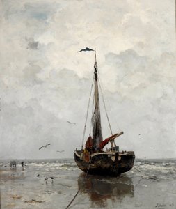 ""Bateau de peche"" (fiskerbåd) Peinture de Jacob Maris (1837-1899) - 1878 - Olie på lærred Dim 160x140 cm Gemeentemuseum Den Haag