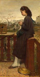 Pige strikker på balkonen, Montmartre, 1869