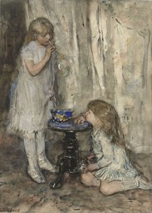 Two Girls Blowing Bubbles, ca. 1880 (kridt på papir)