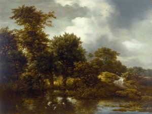 Et skovklædt landskab med en dam, slutningen af 1640