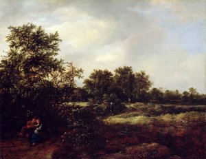 Klitlandskab med elskende, 1647 af Jacob van Ruisdael