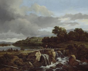 Landskab med kaskade af Jacob van Ruisdael