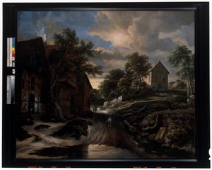 Landskab med Bindingsværkshuse af Jacob Isaaksz. or Isaacksz. van Ruisdael