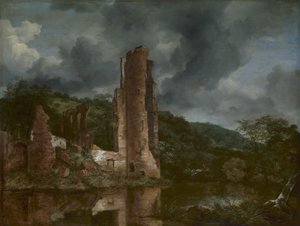 Landskab med ruinerne af Egmond Slot, 1650-55 af Jacob van Ruisdael