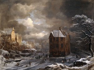 Udsigt over Hekelveld, Amsterdam, om vinteren, set mod syd, af Jacob van Ruisdael