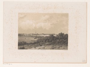 Landskab med landsby i horisonten