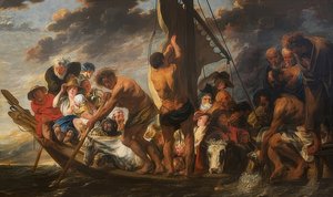 Renteskillingen. Peters fantastiske fiskeekspedition. (også: færge til Antwerpen). Omkring 1623 af Jacob Jordaens