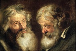 Hoveder af to gamle mænd af Jacob Jordaens