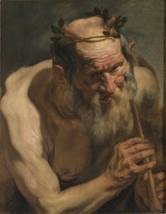 Gammel Satyr holder en fløjte, ca. 1620 af Jacob Jordaens